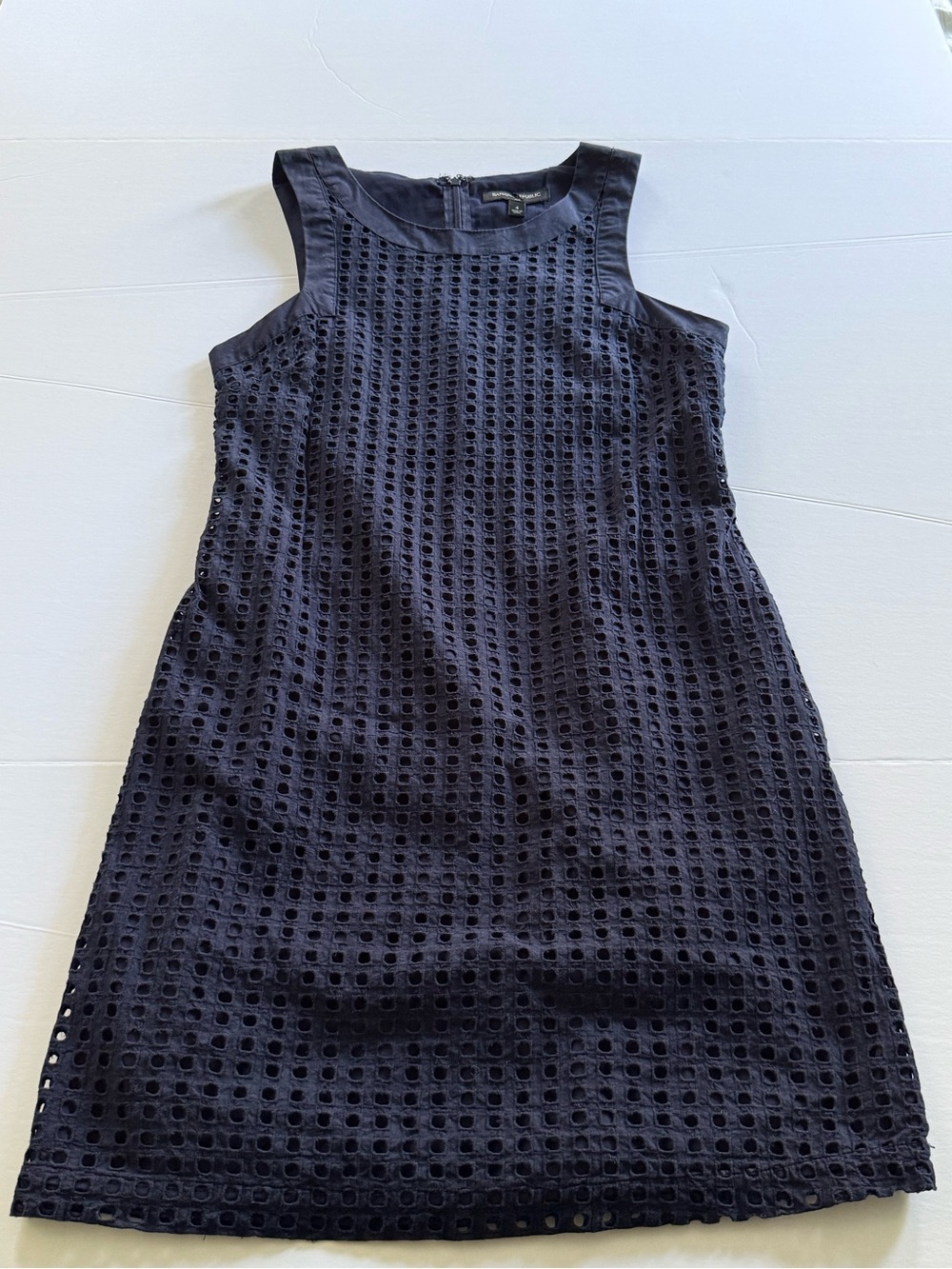 Banana Republic Dress Cotton Eyelet Sleeveless Back Zip Sz 4